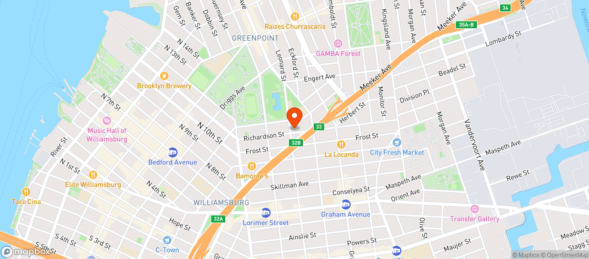 Map showing Talea Beer Co - Williamsburg