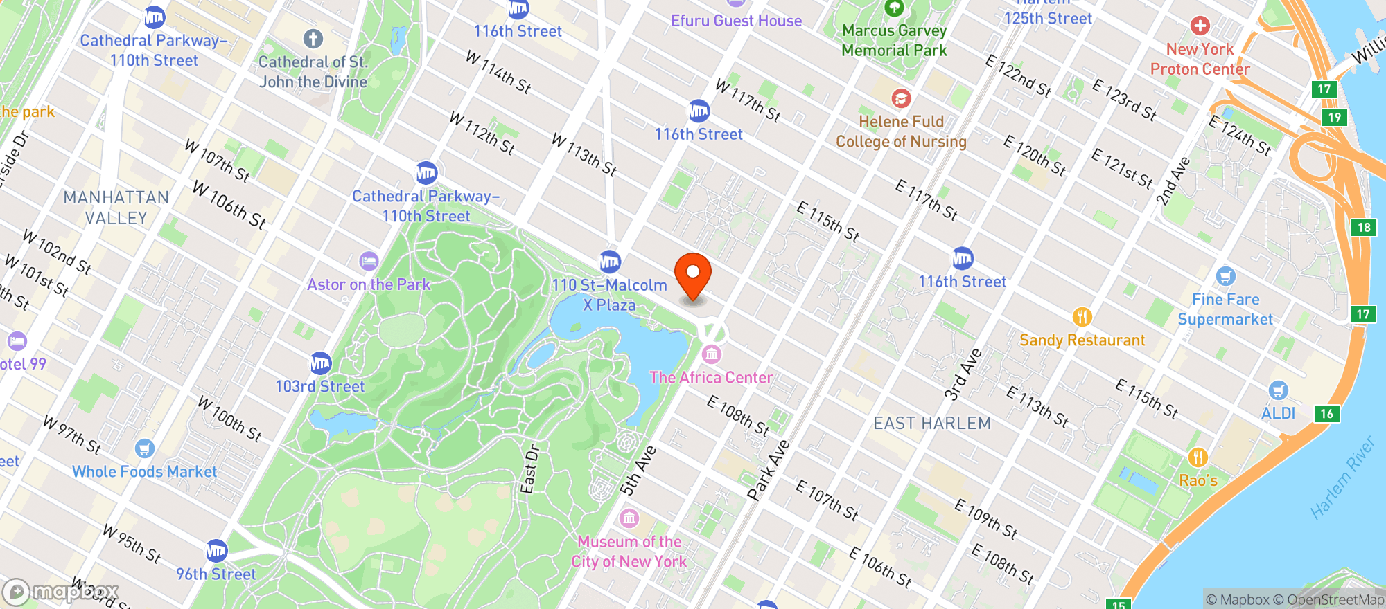 Map showing Central Park Gourmet Grocery