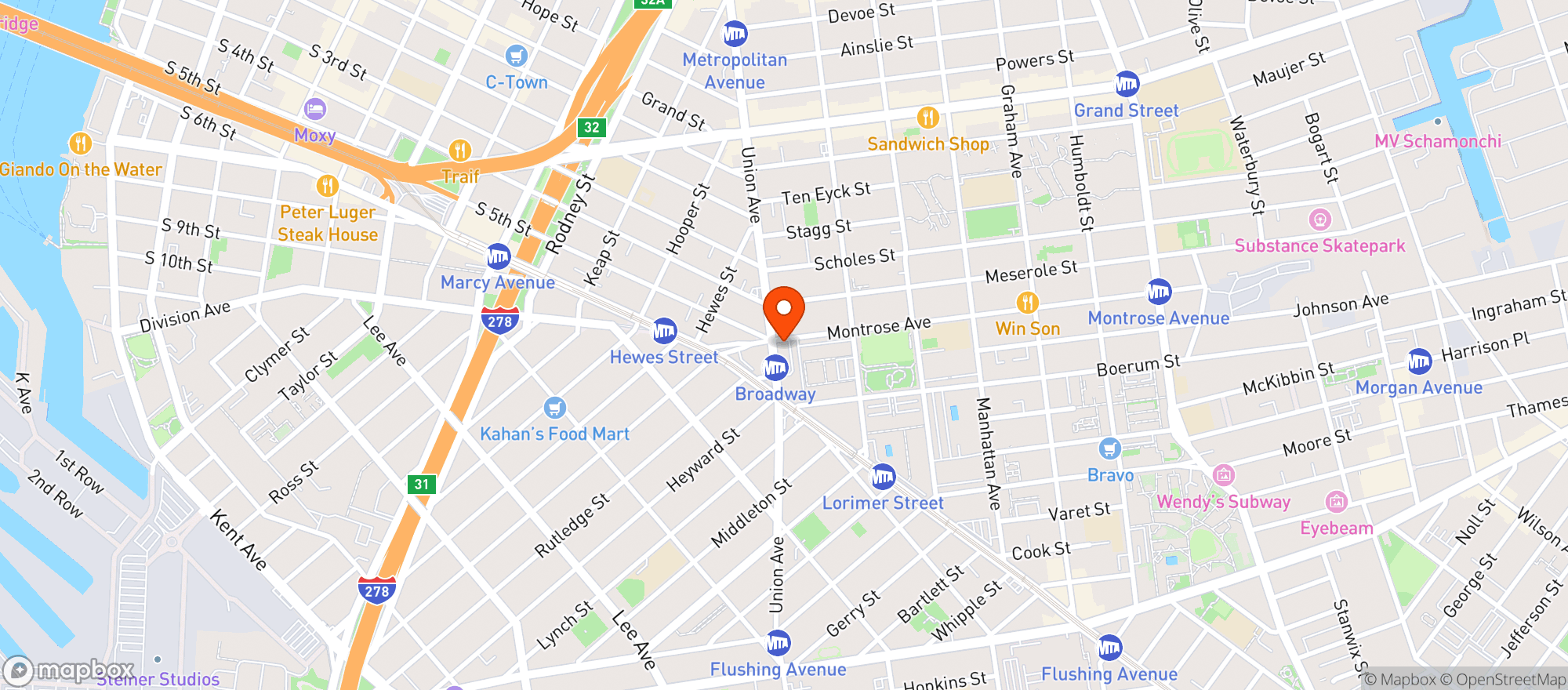 Map showing Brooklyn Harvest Market