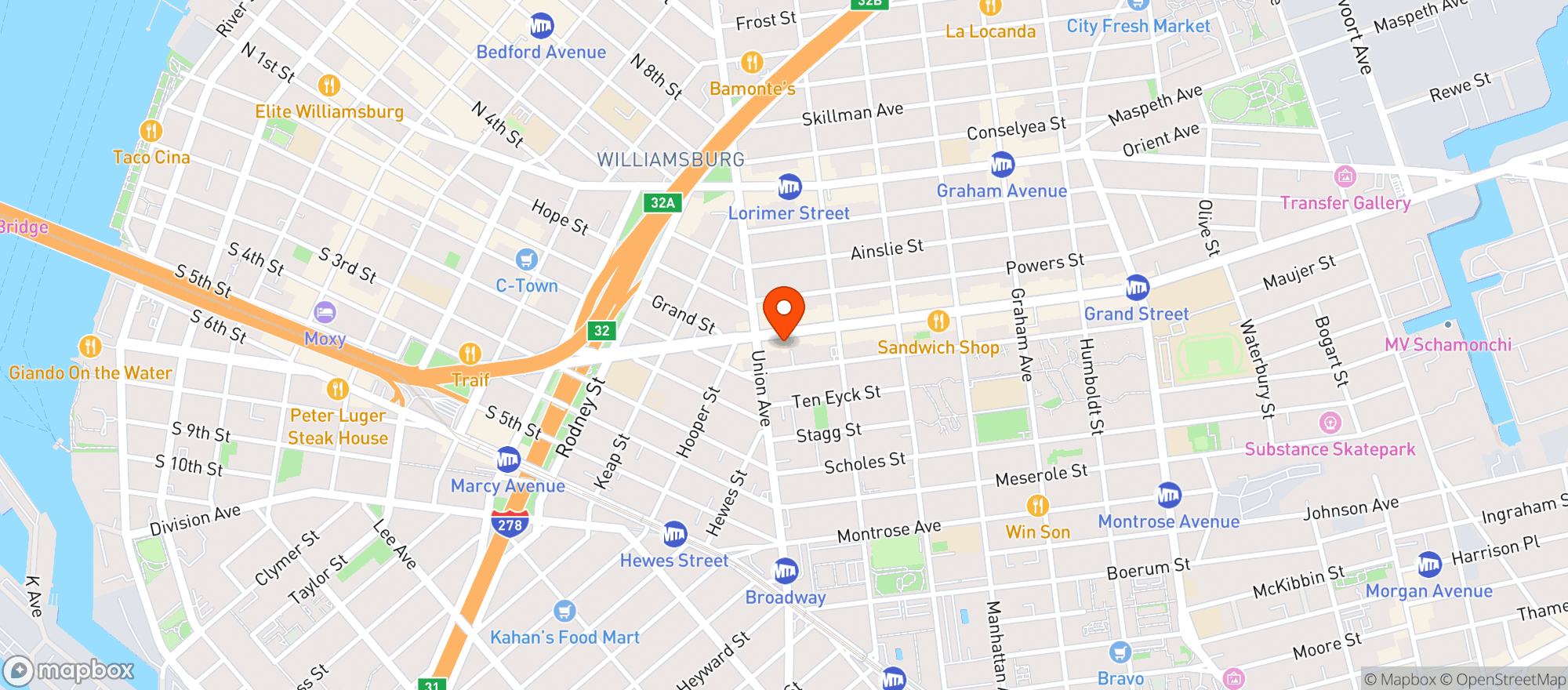 Map showing The Big Whiskey