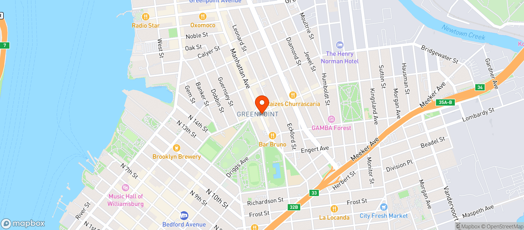 Map showing Greenpoint Wine & Liquors
