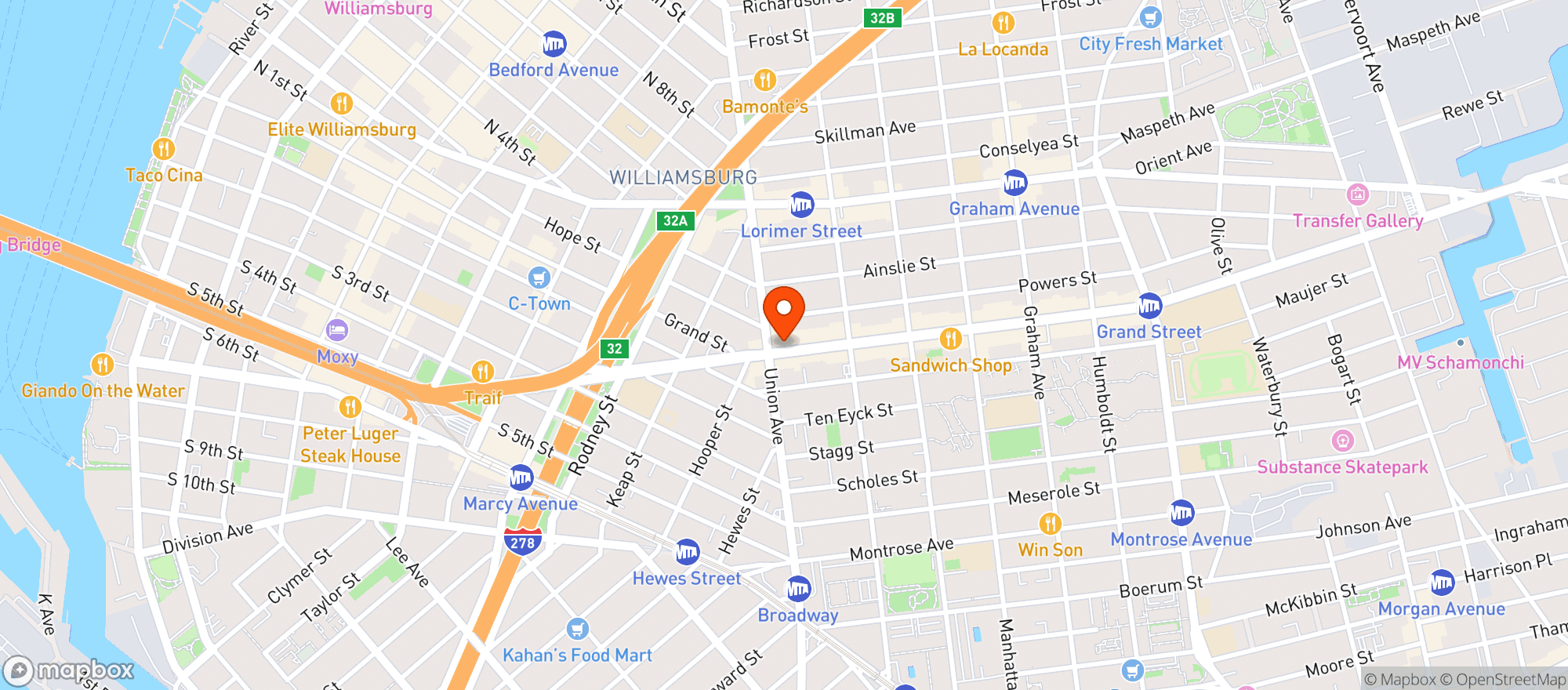 Map showing Redd S Tavern