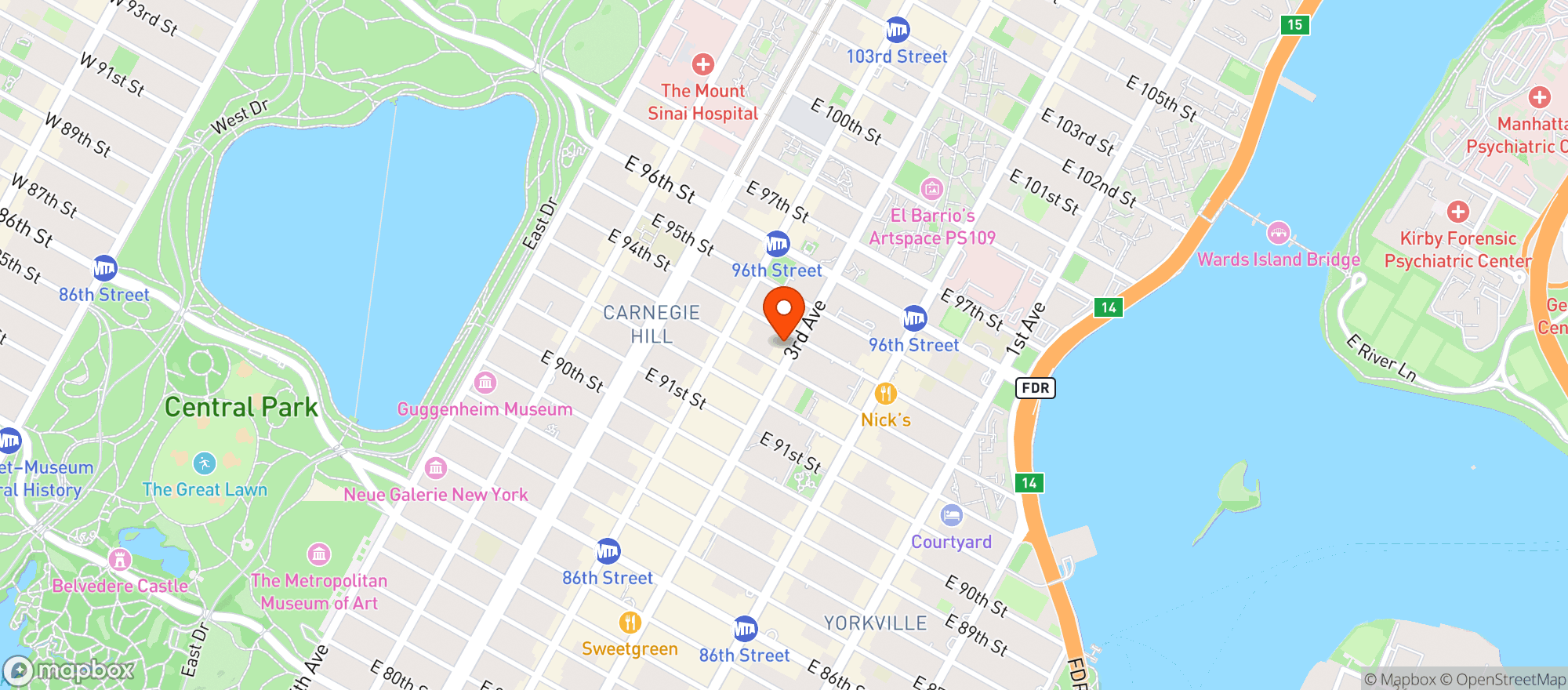 Map showing East End Bar & Grill