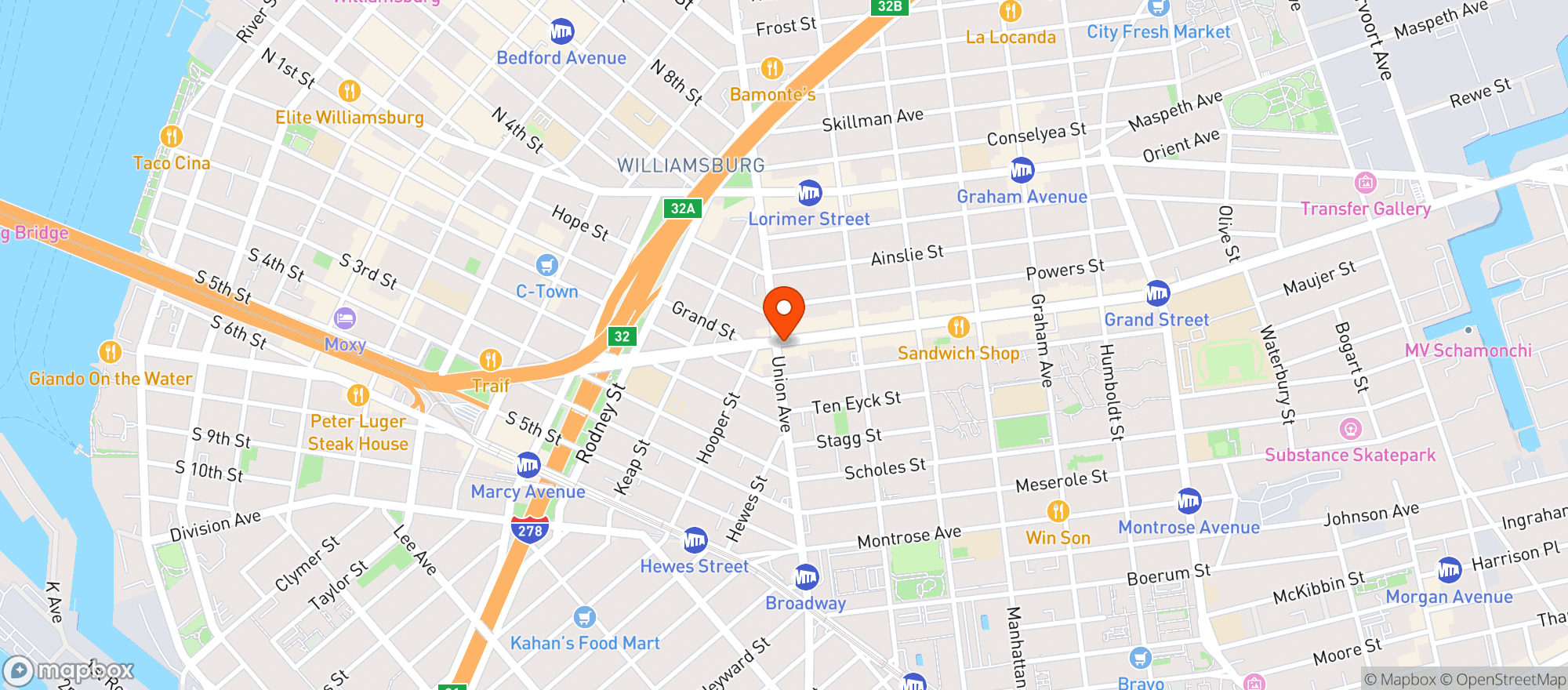 Map showing Mcondo Los Tacos