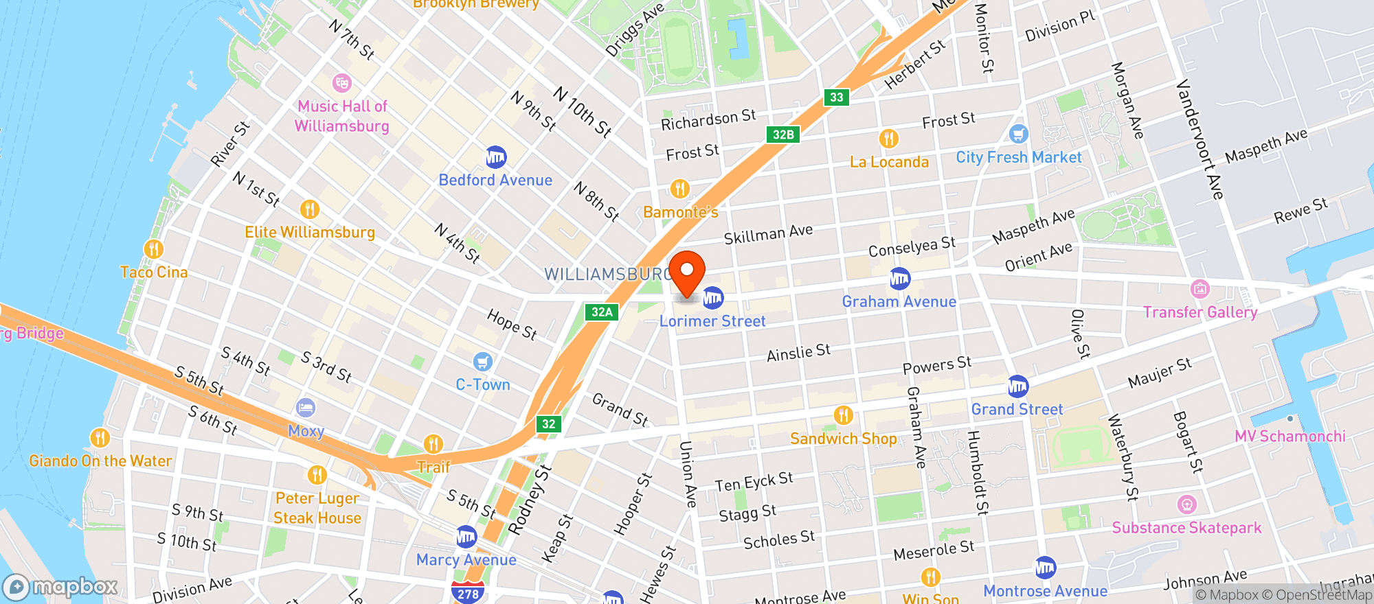 Map showing HANA FOOD