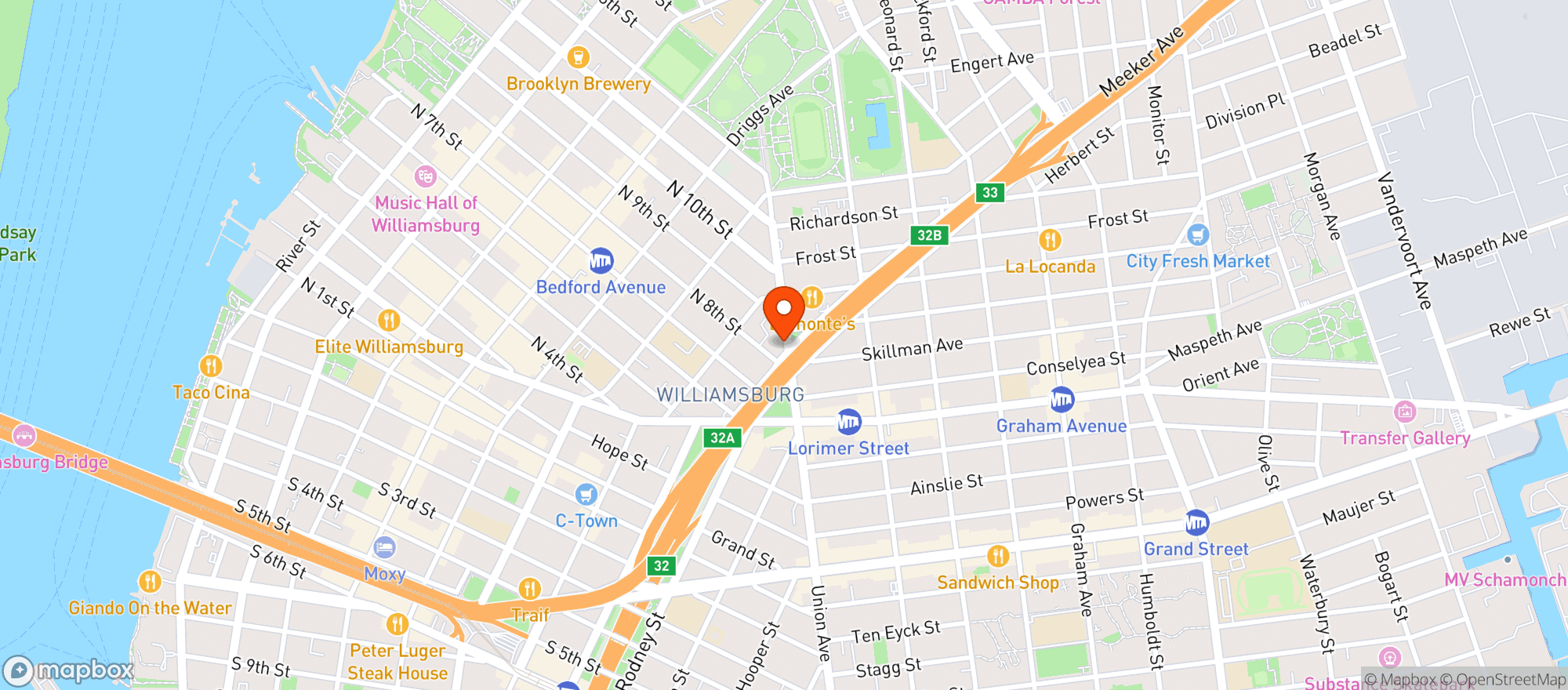 Map showing Union Pool