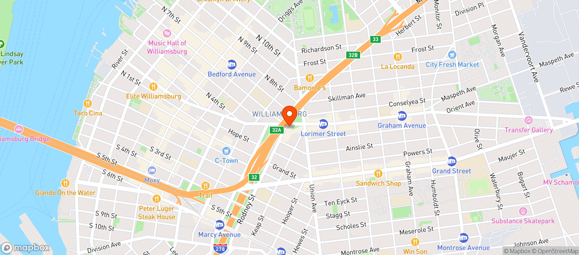 Map showing AMERICAN METRO DELI