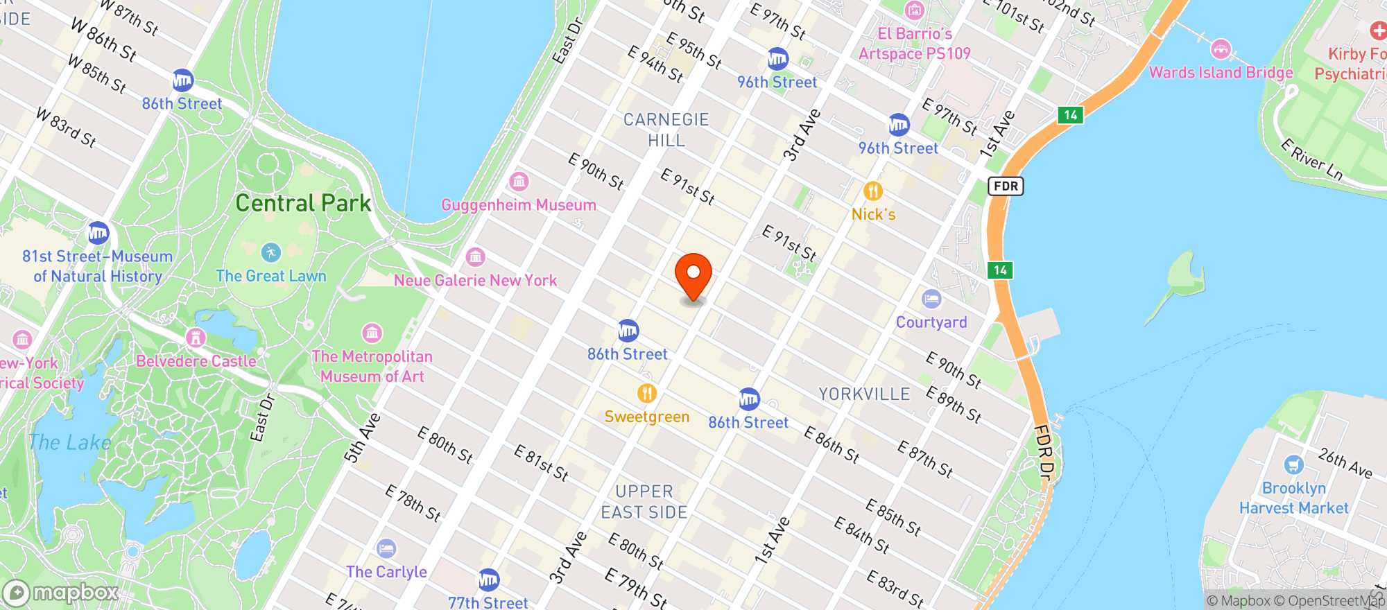 Map showing CBD Kratom Upper East Side