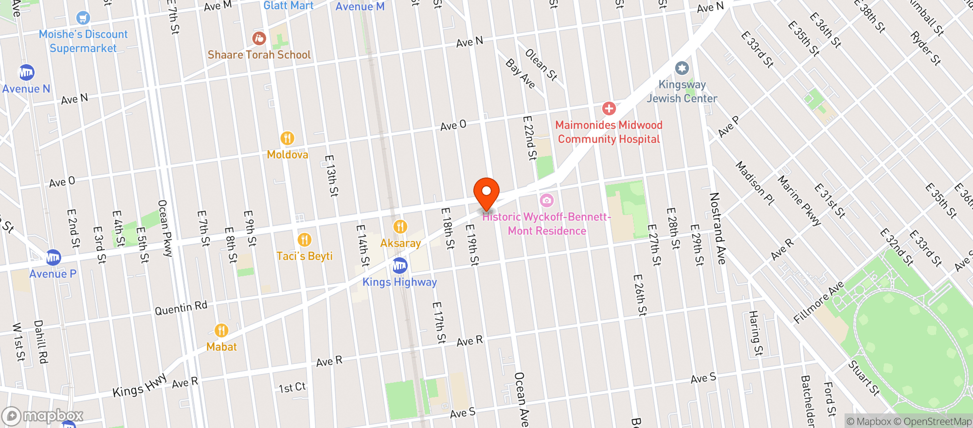 Map showing 24 HOURS GROCERY