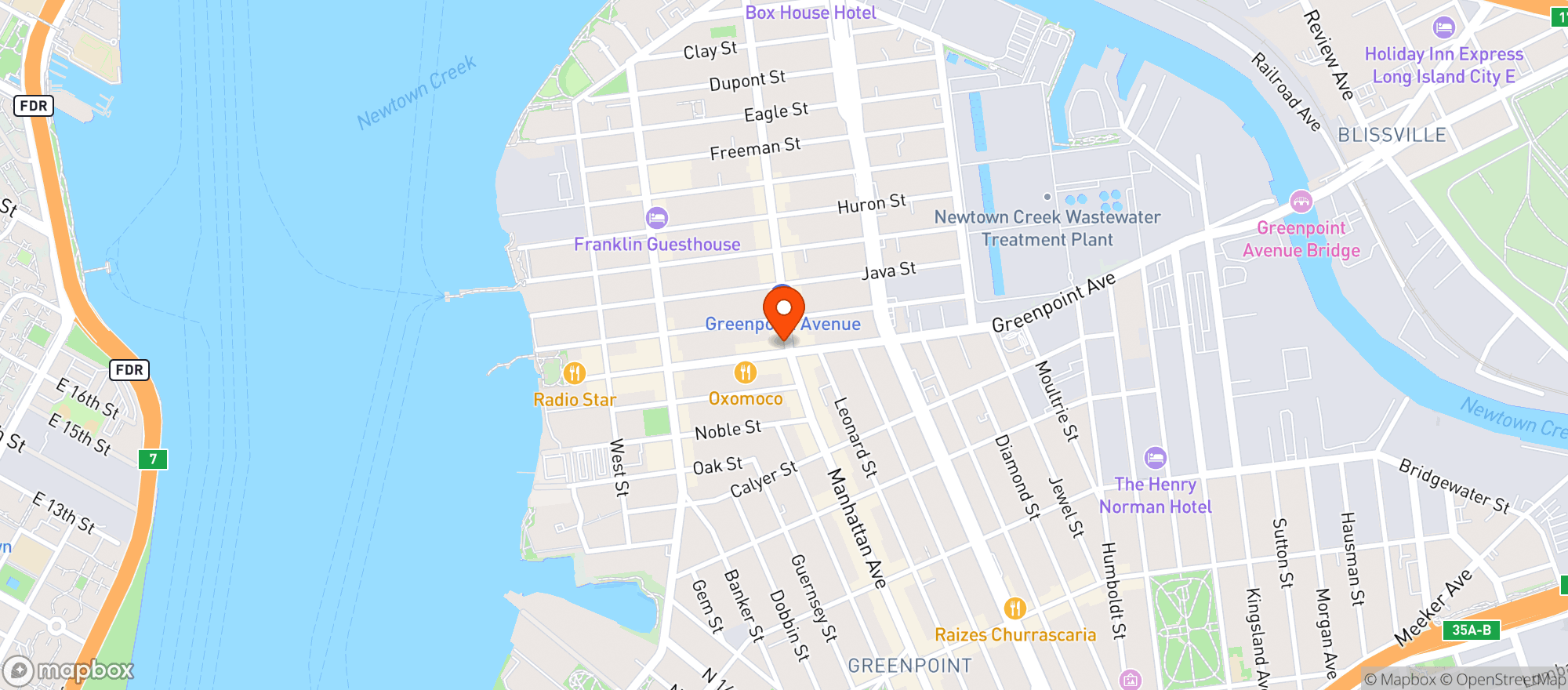 Map showing Greenpoint Deli