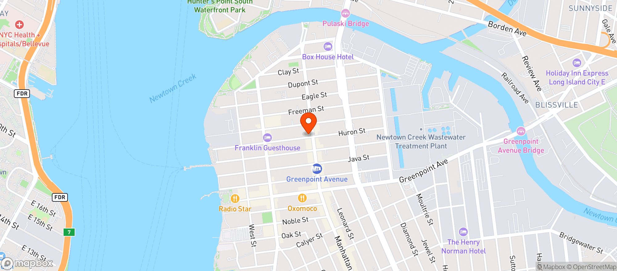 Map showing Rounders Greenpoint