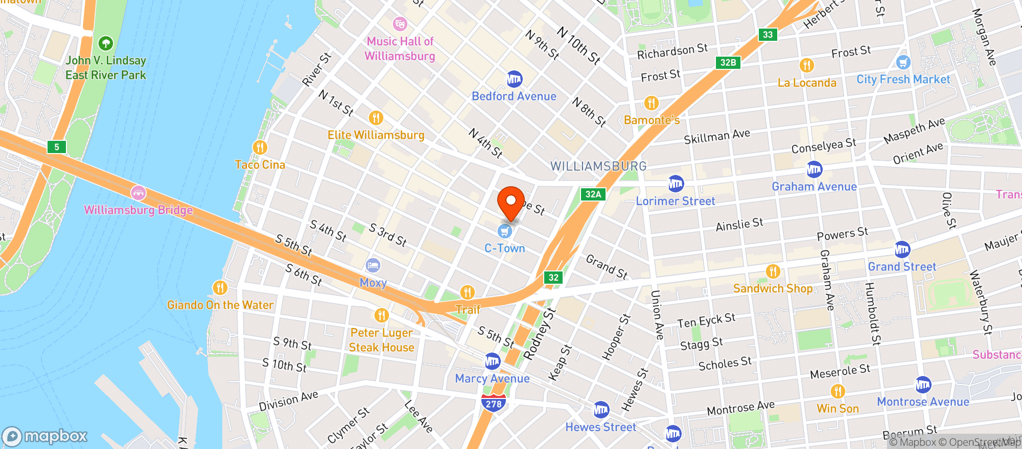 Map showing The Quarter Club
