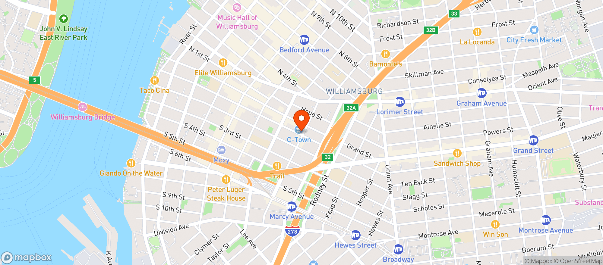 Map showing C Town Supermarket
