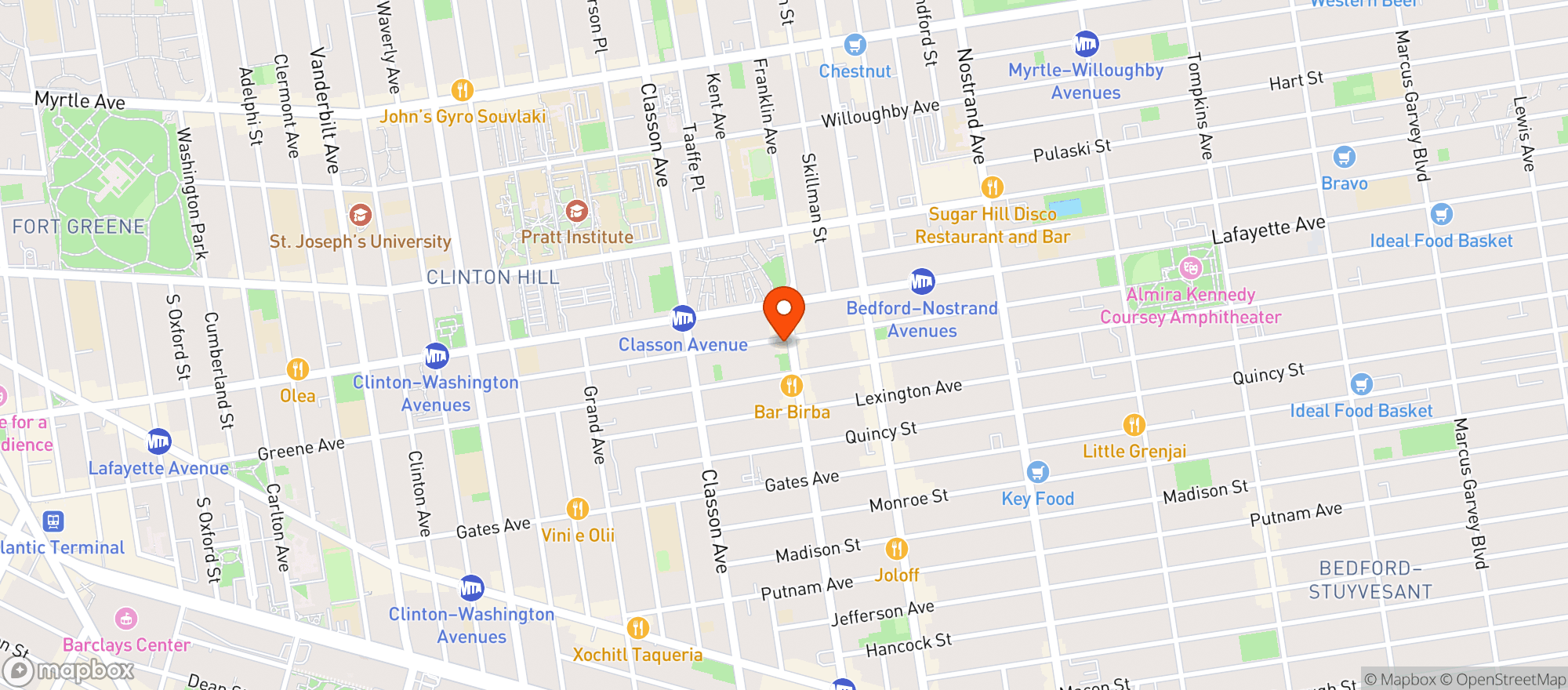 Map showing 316 Franklin Deli Corp