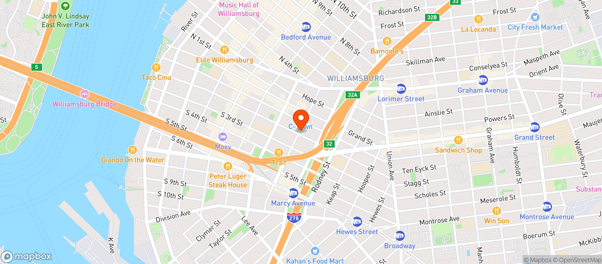 Map showing Havemeyer Convenience Store