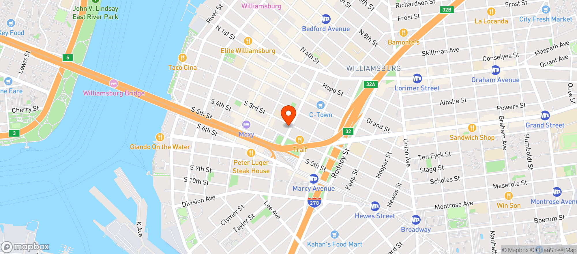 Map showing Aden Gourmet Roebling
