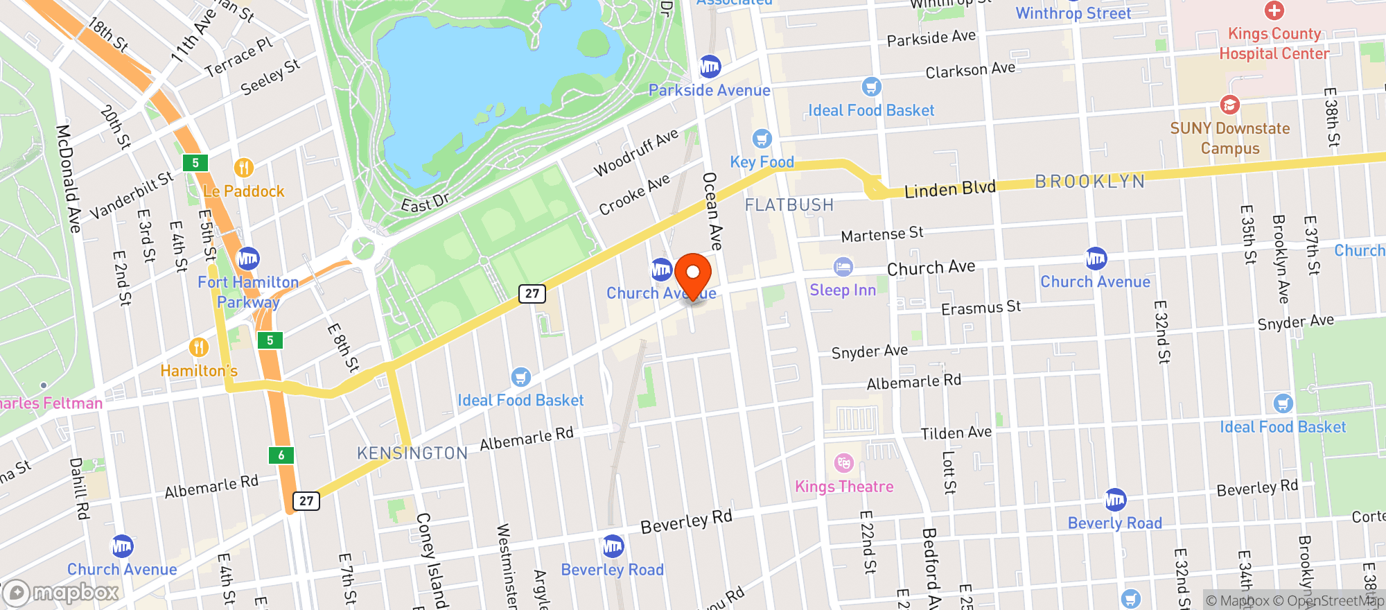 Map showing Flatbush Latin Grill