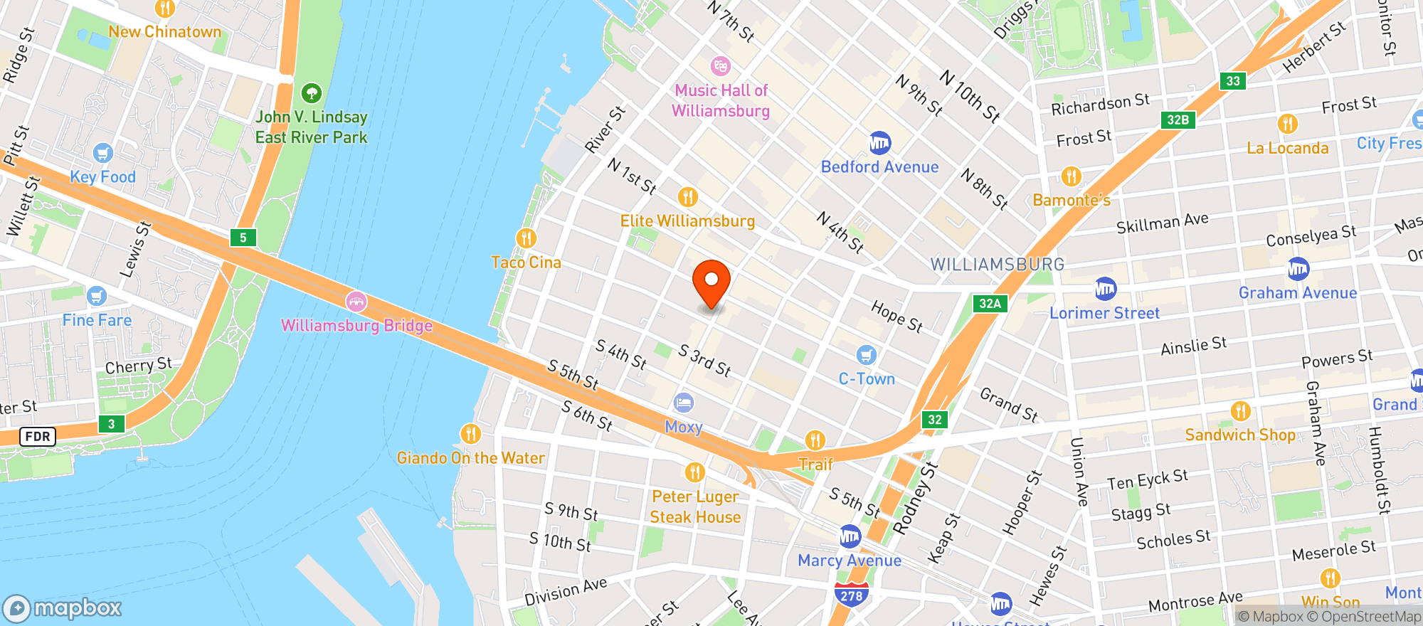Map showing Super Burrito