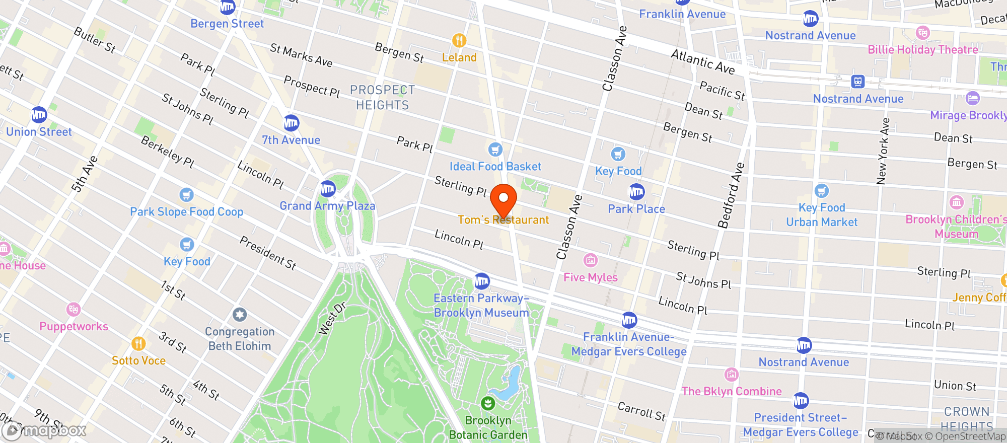 Map showing Brooklyn Natural Market and Cafe