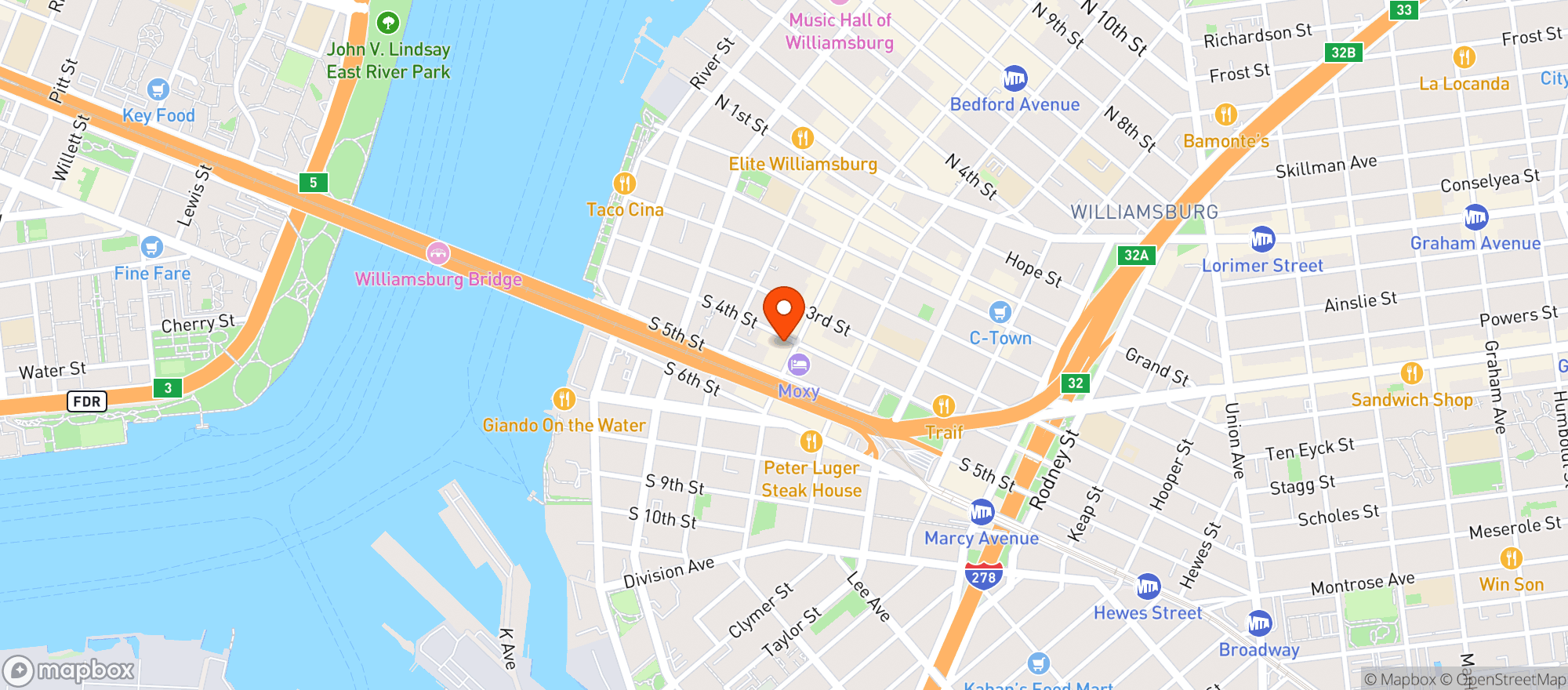 Map showing Williams Grab N Go Convenience Store