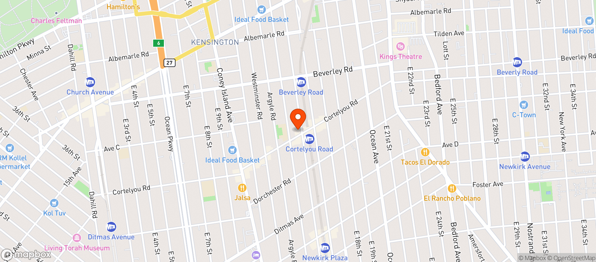 Map showing Flatbush Food