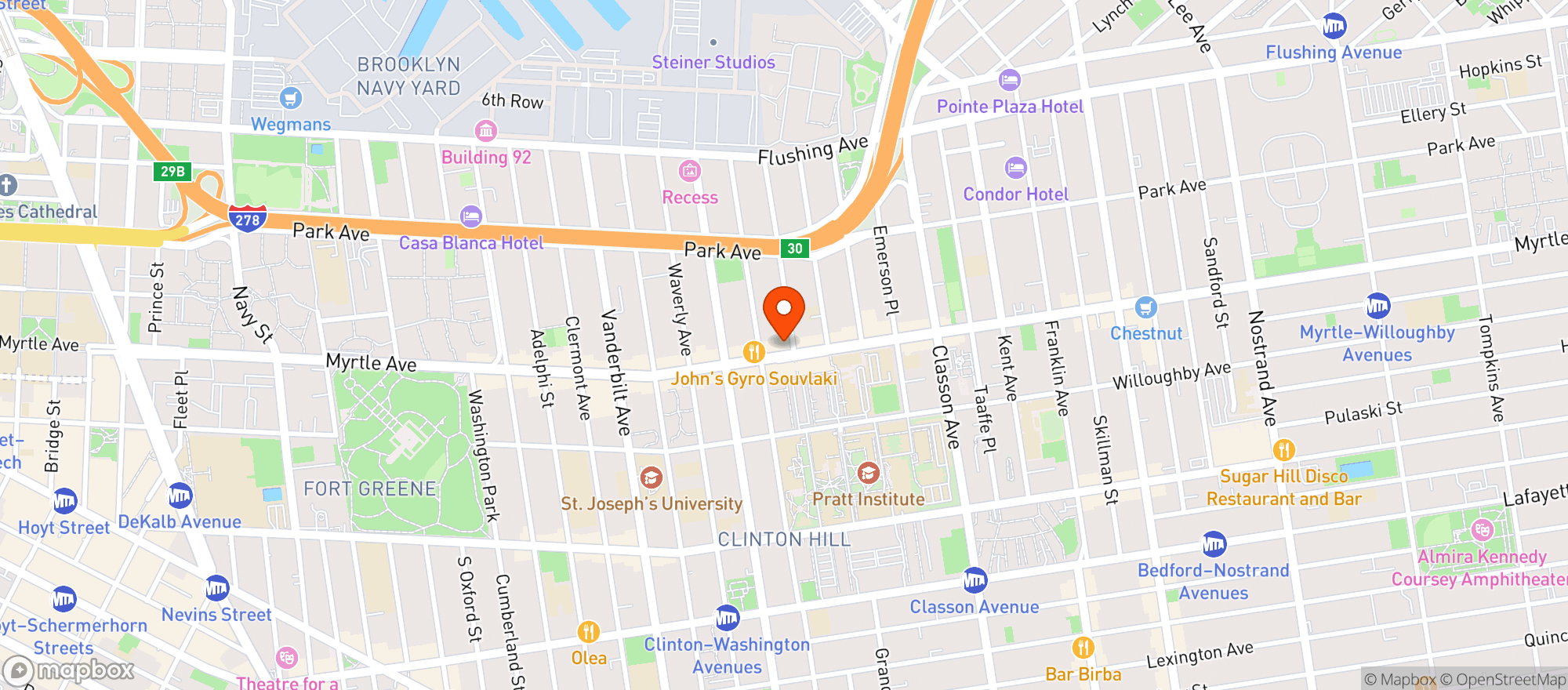 Map showing 497 Myrtle Deli
