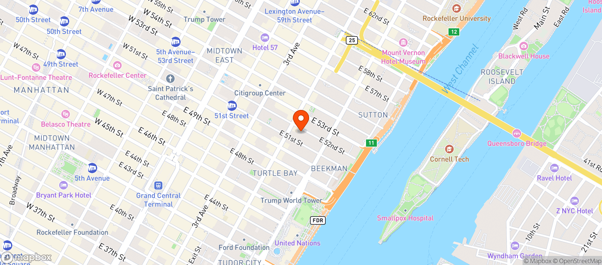 Map showing THE RUBIN CENTER