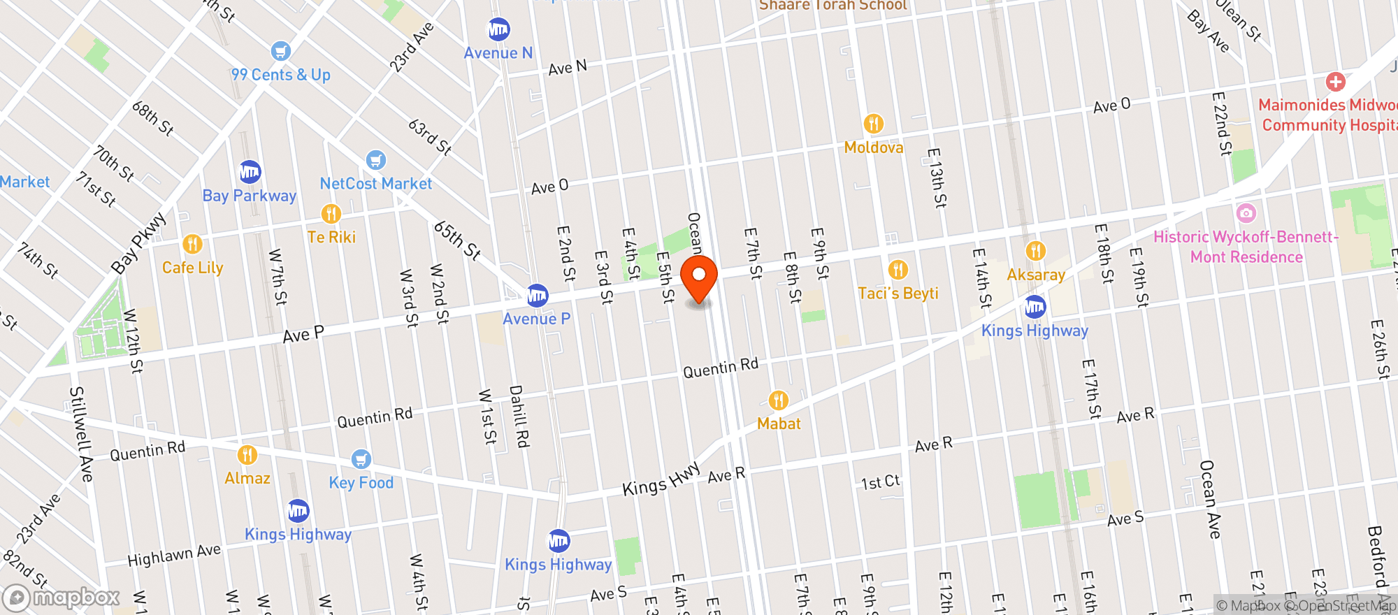 Map showing Brooklyn Delete Snacks