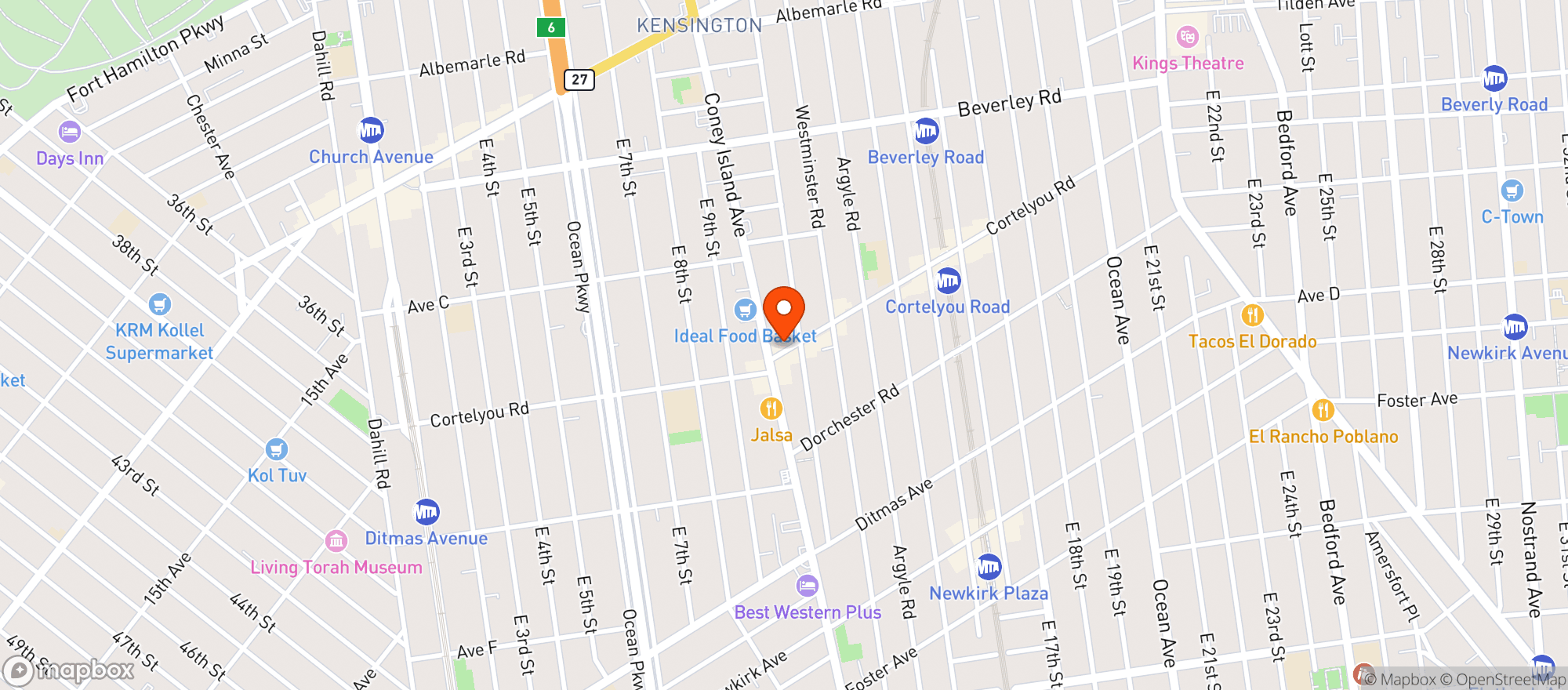 Map showing Brooklyn Artery