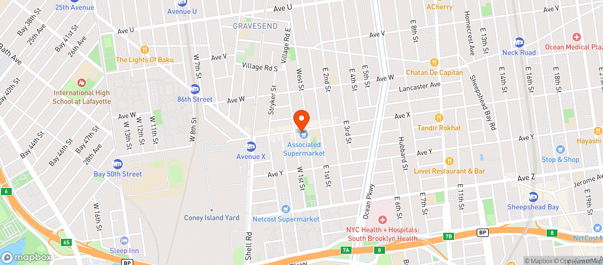 Map showing Associated Supermarket