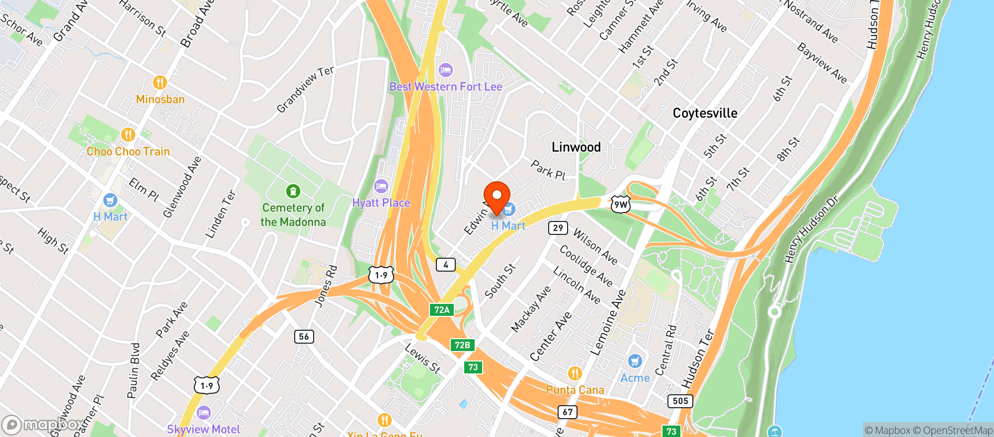 Map showing Linwood Wines & Liquors