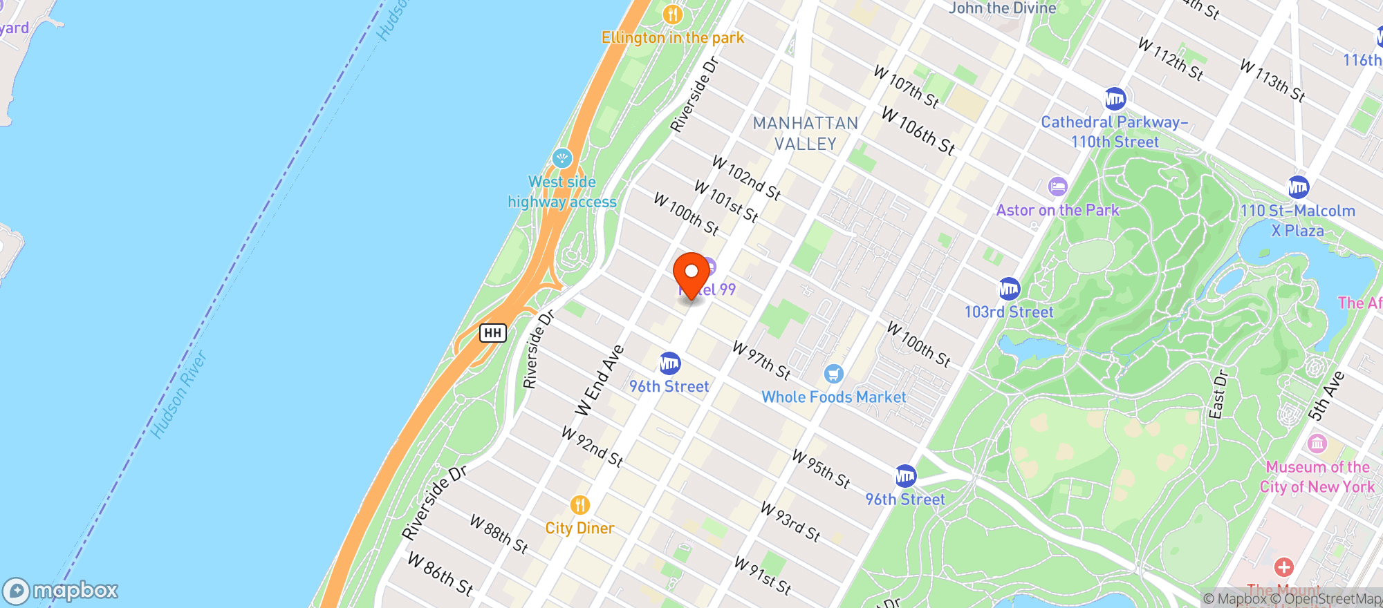 Map showing WestSide Market