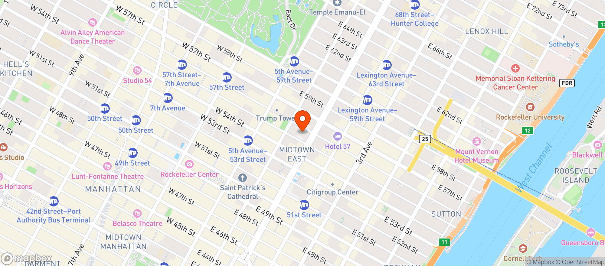 Map showing Park Avenue Tower