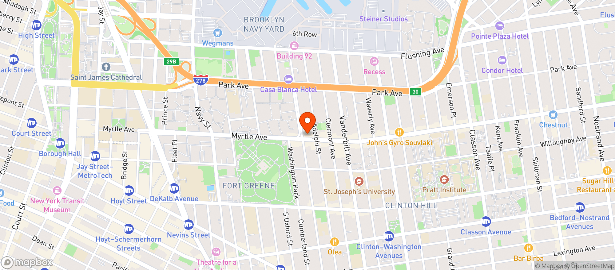 Map showing 343 Myrtle Liquors Inc