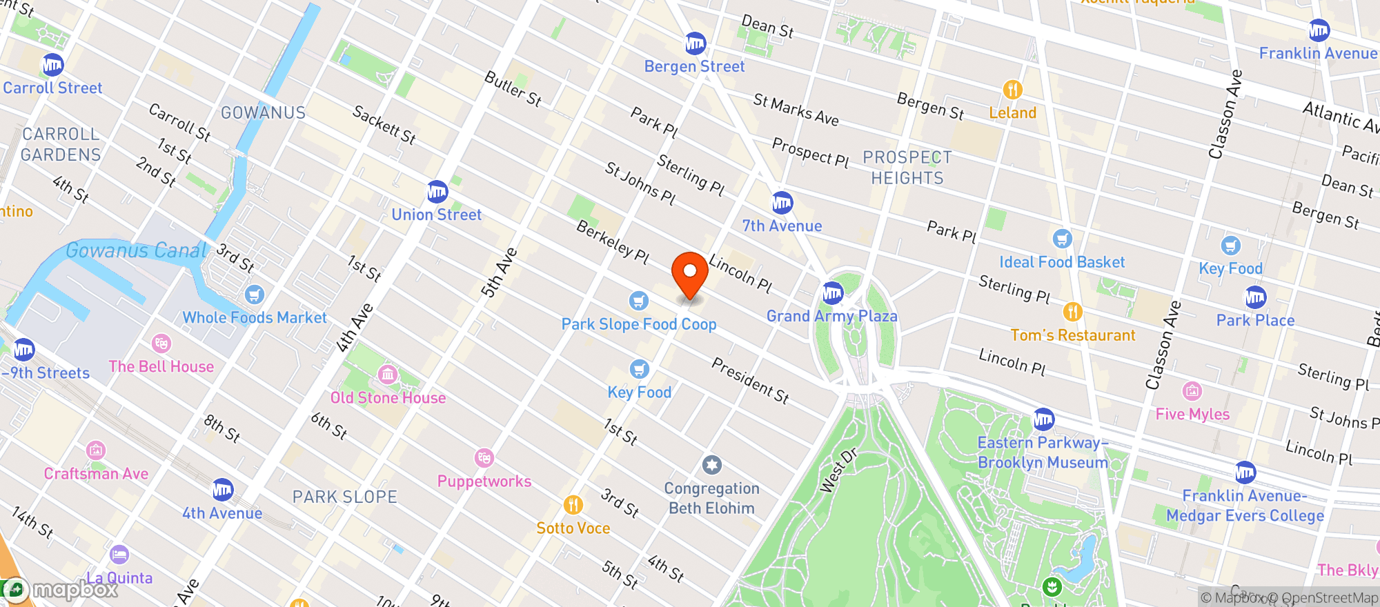 Map showing 7TH AVE GOURMET