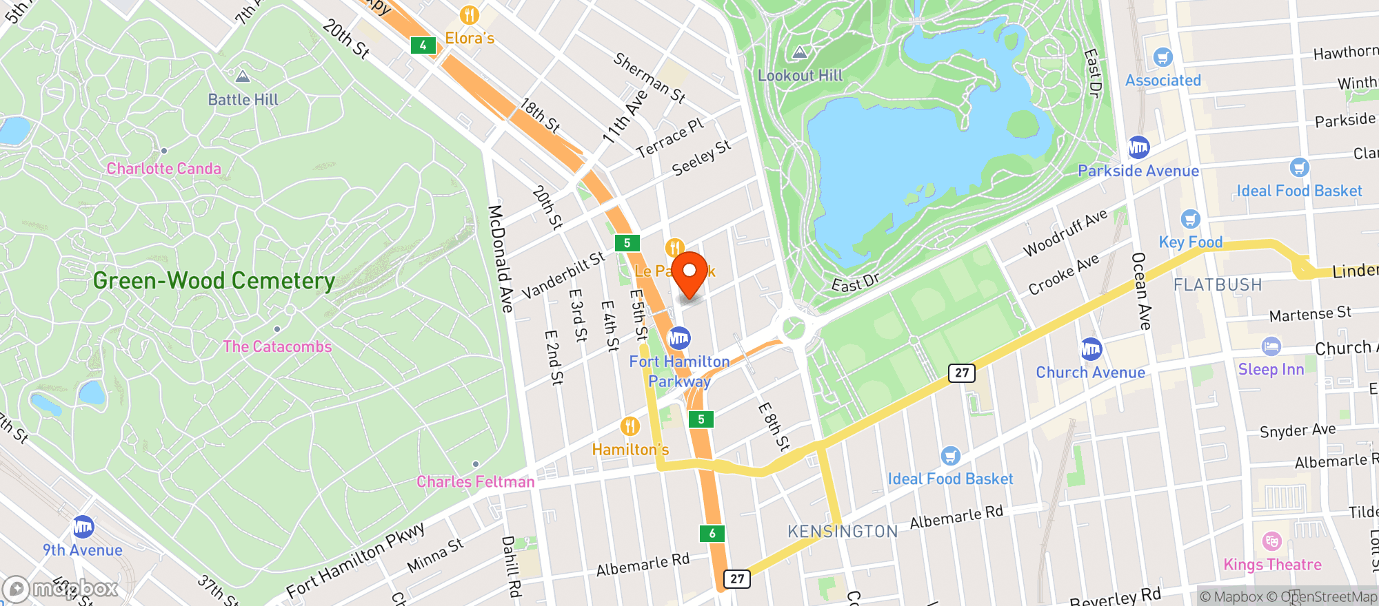 Map showing New Blondie Food