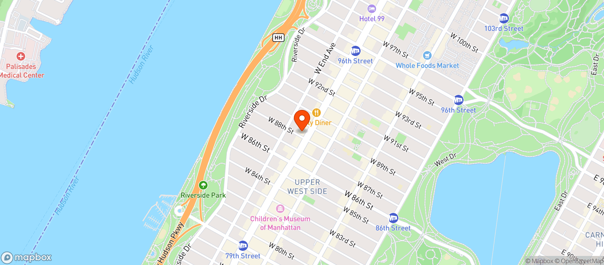 Map showing Key Food Supermarkets - Upper Westside