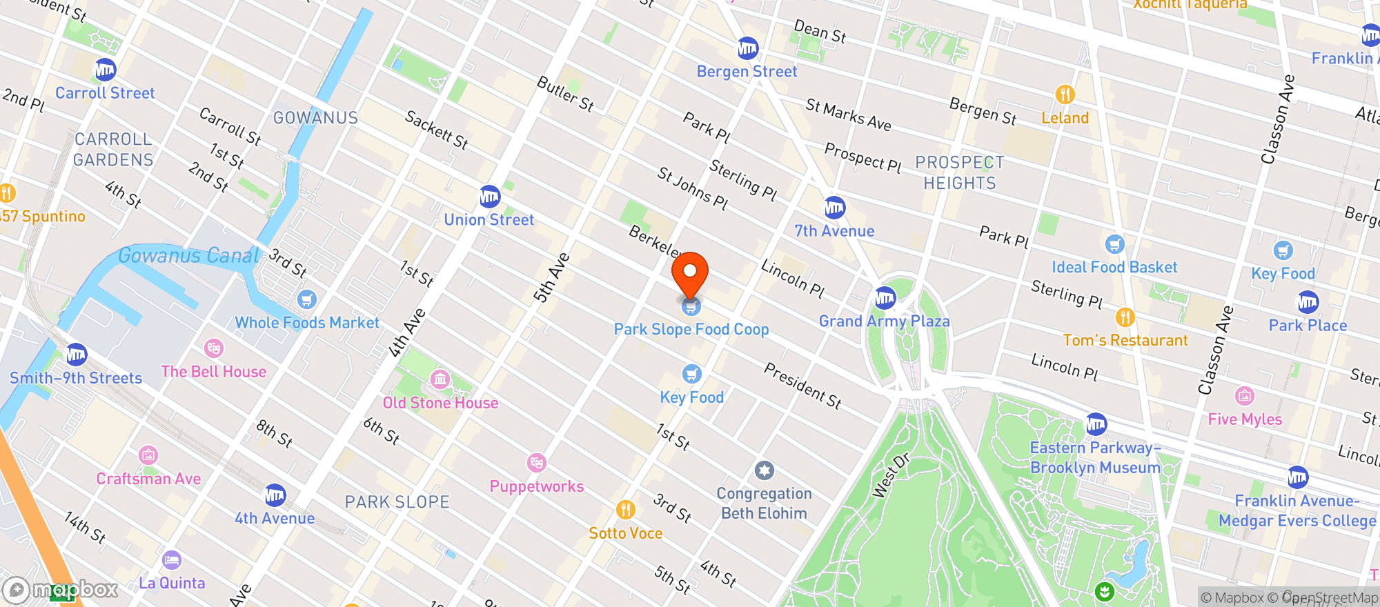 Map showing Park Slope Food Coop