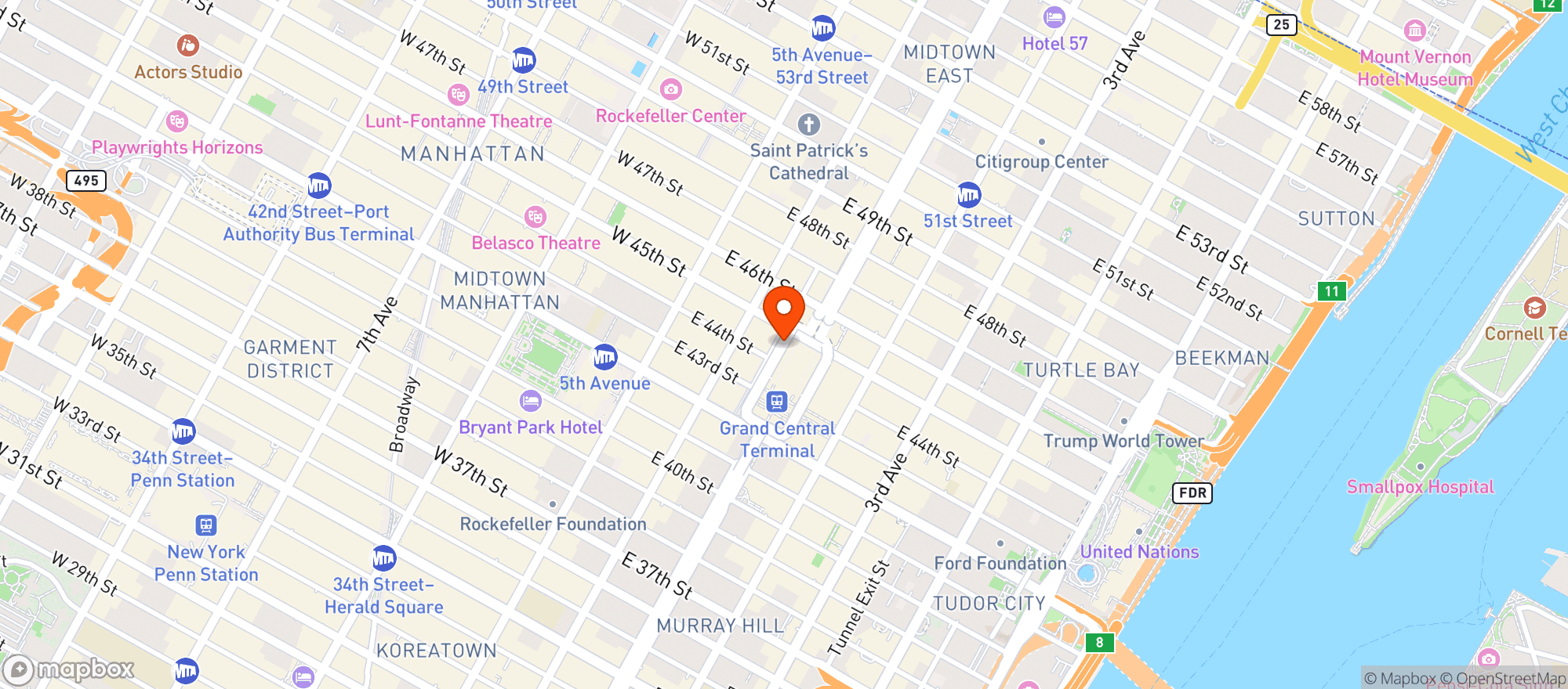 Map showing Grand Central Madison