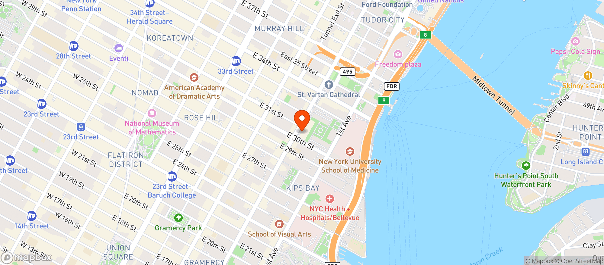 Map showing Fairway Market Of Kips Bay