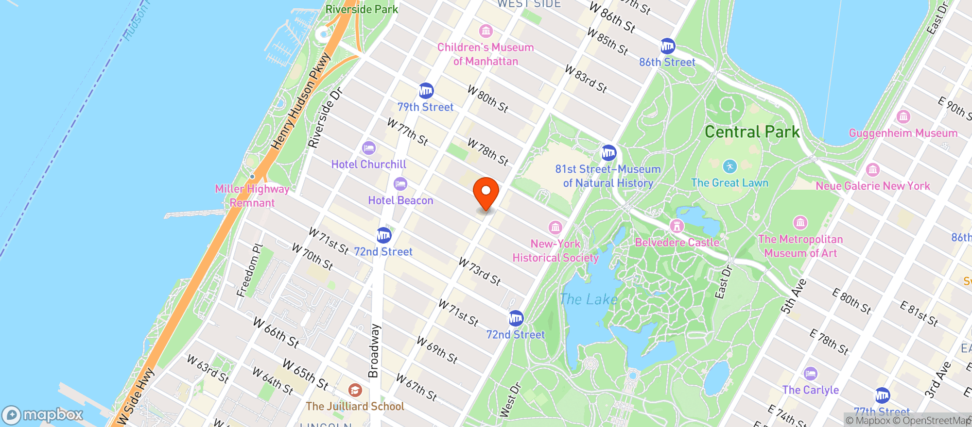 Map showing Boisson- Upper West Side