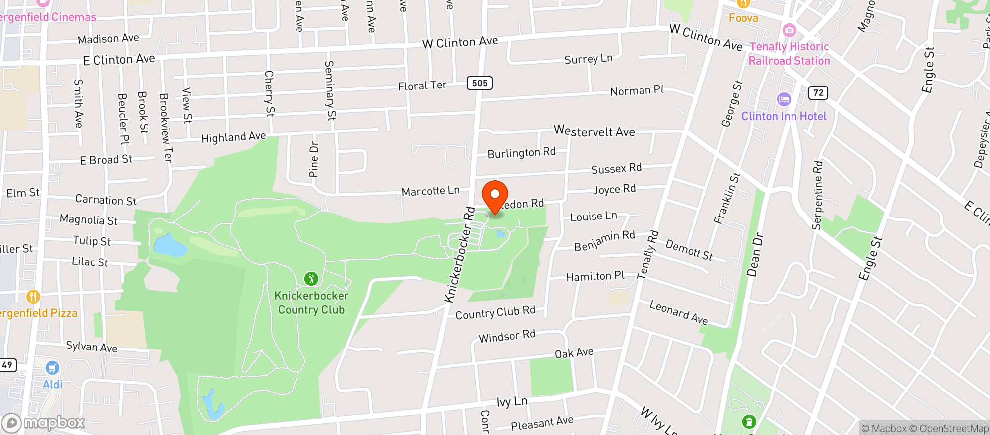 Map showing Knickerbocker Country Club