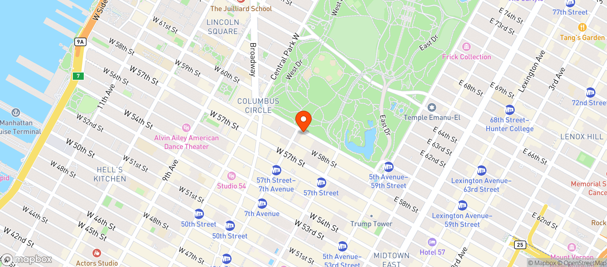 Map showing New York Athletic Club
