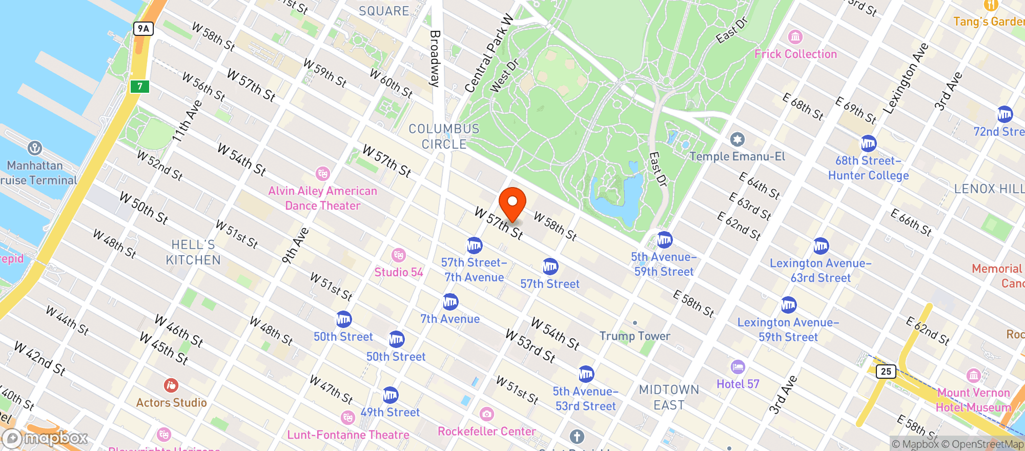 Map showing Park Hyatt New York