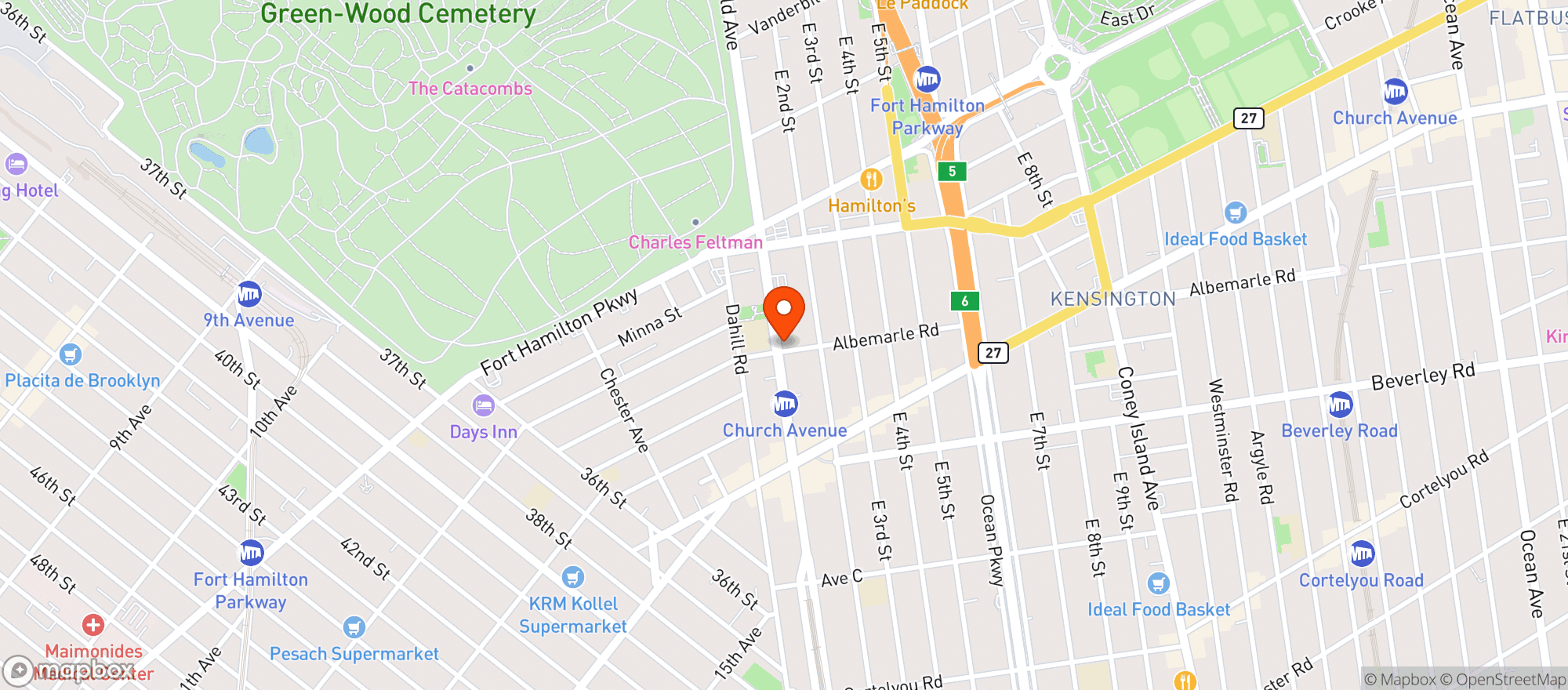 Map showing Albermarle Food Center