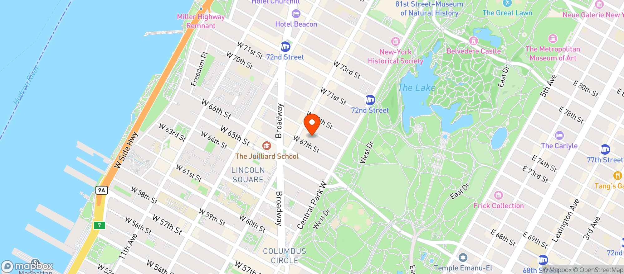 Map showing Tavern On The Green