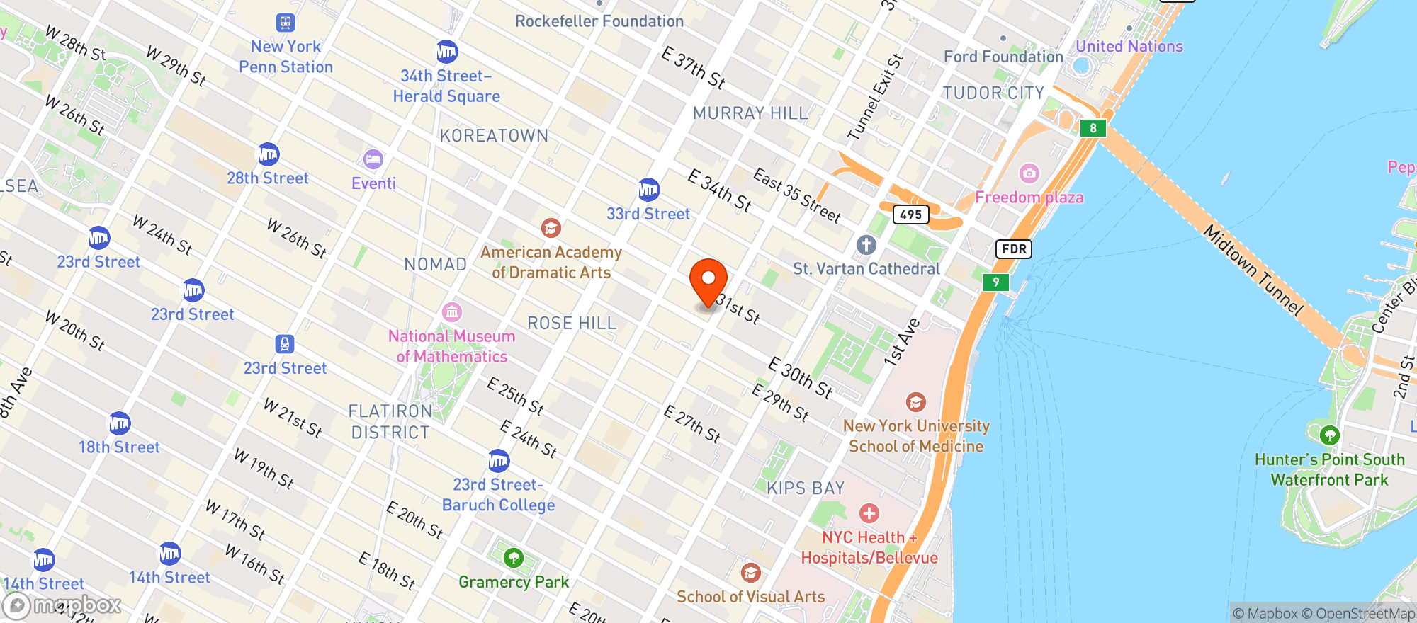 Map showing CRAFT & CARRY MURRAY HILL