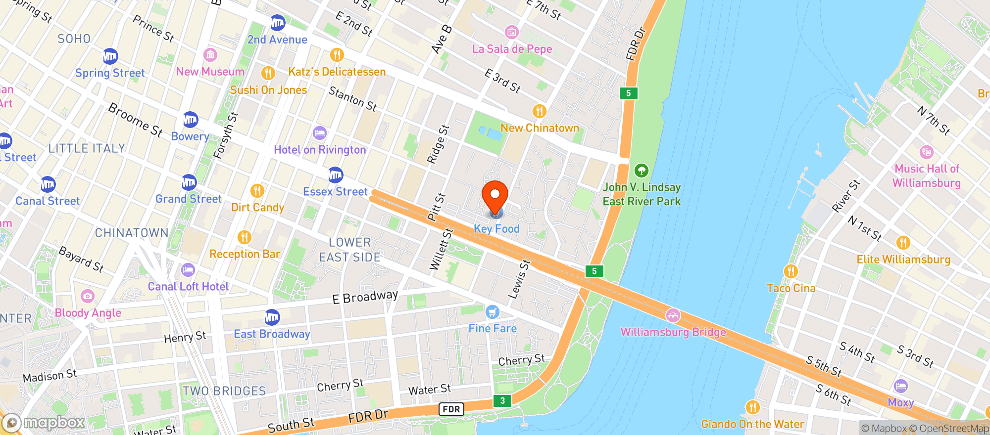 Map showing Key Food