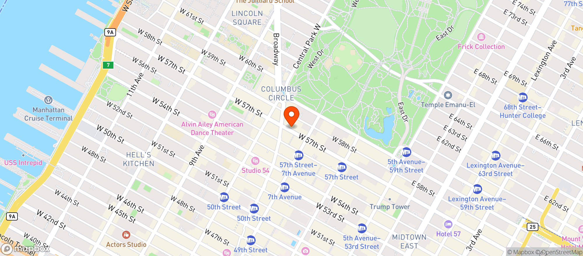 Map showing Central Park Tower