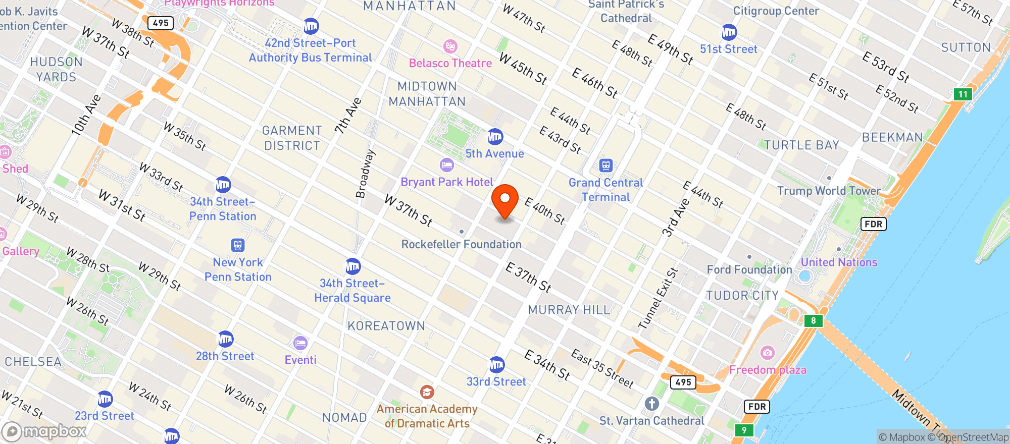 Map showing Hyatt Centric Midtown 5th Avenue New York